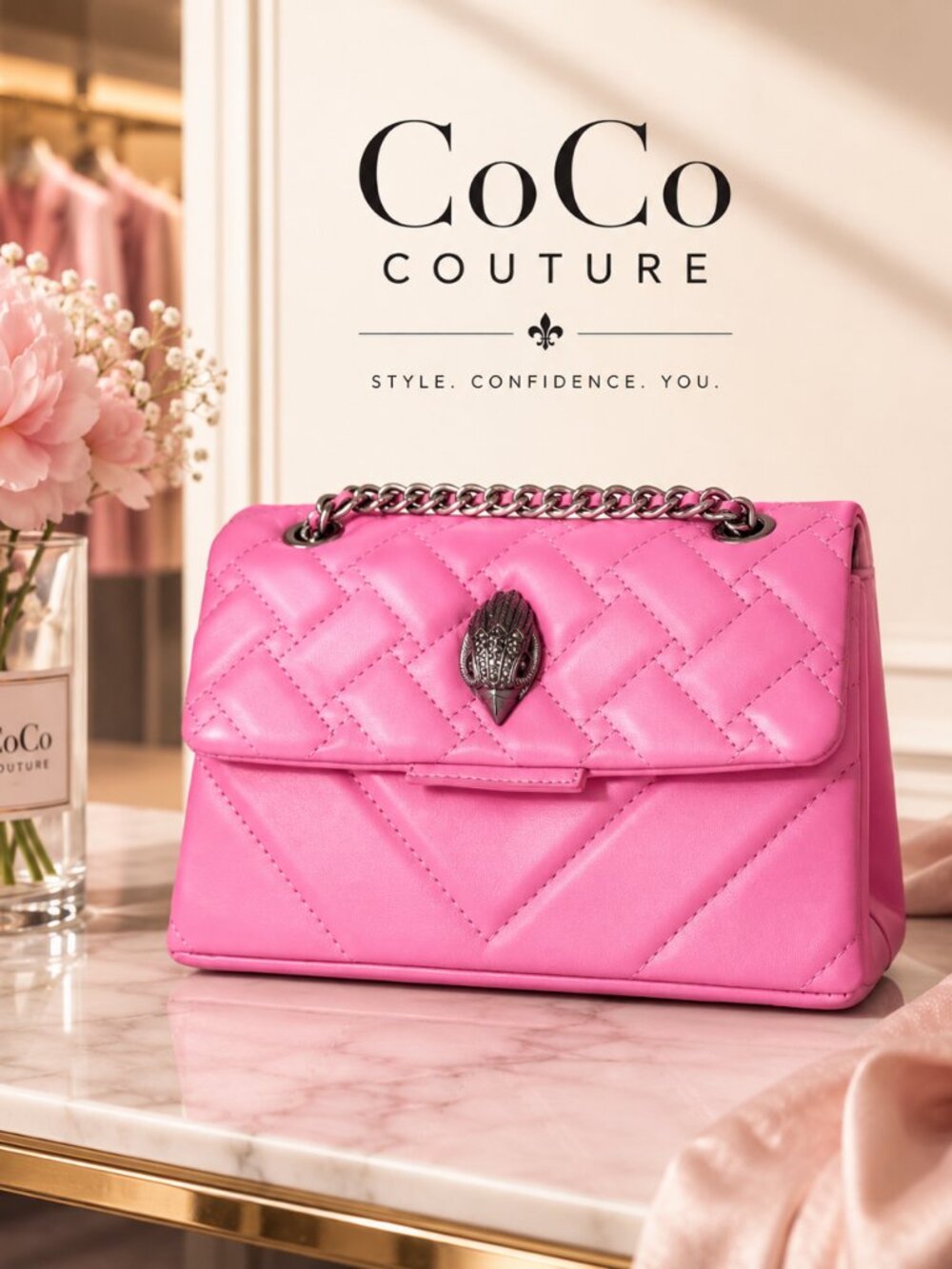 PBGZ78 Your choice of Pink or Black Quilted Purse
